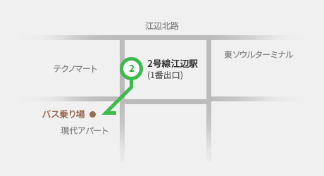 2号線江辺駅ウォーカーヒル無料シャトルバス乗り場の位置